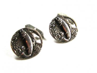 1940's - 1950's Sterling Silver Salmon Cufflinks Unbranded Pat 2472958 12615