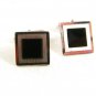 Vintage Silvertone & Black Square Cufflinks 81917