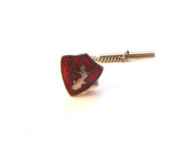 Vintage Siam Sterling Silver Red Niello Dancer Tie Tac