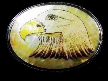 Western Cowboy Silver Tone American Eagle Belt Buckle by M. M. 12915