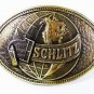 Vintage SCHLITZ Beer World Globe Brass Belt Buckle 8916