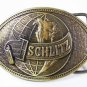 Vintage SCHLITZ Beer World Globe Brass Belt Buckle 8916