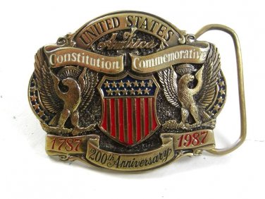 1787-1987 U.S.A. Constitution Commemorative Belt Buckle By G.A.B. Co. 22017