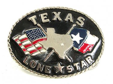 Vintage TEXAS Lone Star State Flags Buckle Made In USA 41617