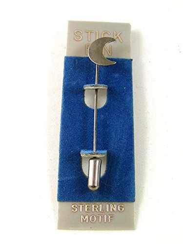 1980's - 1990's Sterling Quarter Moon Stick Pin New Old Stock 32117