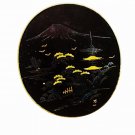 Signed Damascene Black & Goldtone Mt. Fuji Brooch Made In Japan 32816