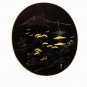 Signed Damascene Black & Goldtone Mt. Fuji Brooch Made In Japan 32816