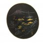 Signed Damascene Black & Goldtone Mt. Fuji Brooch Made In Japan 32816