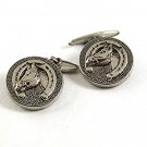 Vintage Silvertone Horse Head & Horse Shoe Button Cufflinks 91317