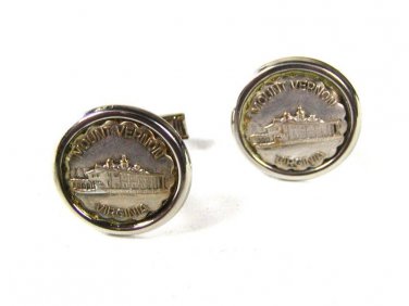 Vintage Silver Tone Mount Vernon Virginia Cufflinks 8916