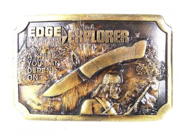 1977 Edge Explorer Knife Brass Belt Buckle By GUTTMAN CUTLERY 72916