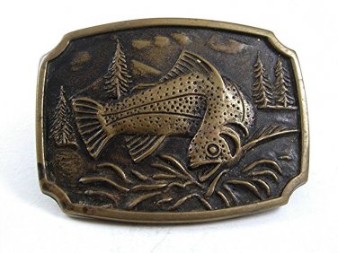 1978 Fish Spotted Trout Solid Brass Belt Buckle By BTS USA 10817