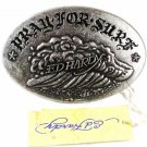 Silvertone Pray For Surf Belt Buckle By ED HARDY 33116a w/ Tag