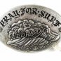 Silvertone Pray For Surf Belt Buckle By ED HARDY 33116a w/ Tag
