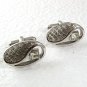 Vintage Silvertone & Sparkly Rhinestone Cufflinks By SHIELDS 71017