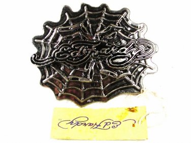Silvertone Black Spider Web Belt Buckle By ED HARDY 33116a w/ Tag