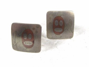 Huecho En Mexico Sterling Silver Very Odd Face Cufflinks Unbranded 32216