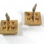 Vintage Gold Tone & Cameo 2 Black Horses Cufflinks By @ I S MM 64316