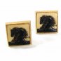 Vintage Gold Tone & Cameo 2 Black Horses Cufflinks By @ I S MM 64316