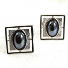 Vintage Silvertone & Hematite Cufflinks By ANSON 73117