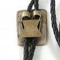 Vintage Native American Coin Silver Turquoise Bear Claws Bolo Leather Cord 52617