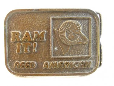 Vintage Ram It Reed American Belt Buckle