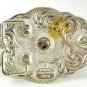 Cowgirls Authentic Silver Plated Pewter Blue Rhinestone Cross Belt Buckle 6317