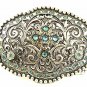 Cowgirls Authentic Silver Plated Pewter Blue Rhinestone Cross Belt Buckle 6317
