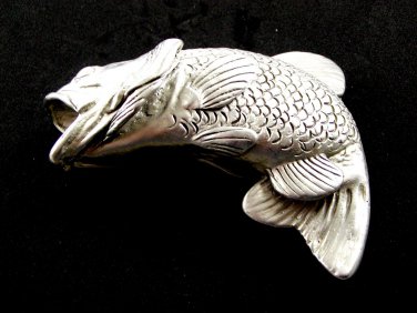 Big Mouth Bass Pewter Belt Buckle by KEV Made in USA 6514 New Old Stock