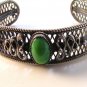 Vintage Sterling Silver & Malachite Filigree Bracelet
