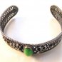 Vintage Sterling Silver & Malachite Filigree Bracelet
