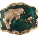 Silvertone Green Big Mouth Bass Fishing Lure Belt Buckle Unbranded 32816