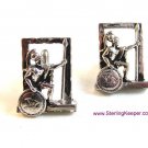 Vintage Swank Silver Tone Greek Roman Soldier Shield Spear Cufflinks