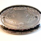 Pre drilled Silver Tone Black Enamel Western Cowboy Belt Buckle USA 111914