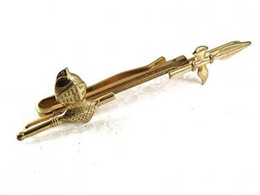 1940's-50's Goldtone Knights Helmet Spear Tie Clasp By HICKOK USA 7717