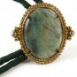 Vintage Green Stone Bolo With Cloth Cord 102016
