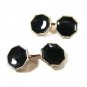 Edwardian / Art Deco Silvertone Goldtone & Black Cufflinks Unbranded 8615
