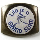 Vintage Life Is A Grand Slam - Baseball Belt Buckle By BADGE A MINIT 1617