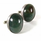 Vintage Siam Sterling Silver & Green Cufflinks Unbranded 41416