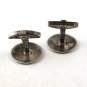 Unusual Mid Century Modern Sterling Silver & Black Cufflinks 9916