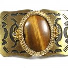 Western Goldtone & Tigers Eye Belt Buckle Unbranded Made In USA 101515