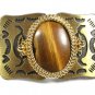 Western Goldtone & Tigers Eye Belt Buckle Unbranded Made In USA 101515