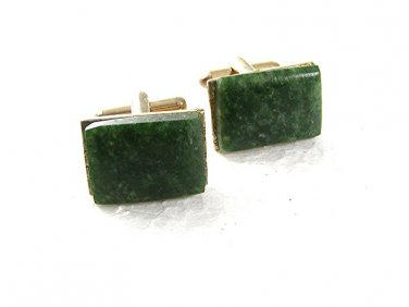 Vintage Goldtone & Green Stone Cufflinks 71017