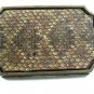 Vintage 1981 Rattlesnake Skin & Brass Belt Buckle By BTS USA 112917