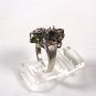 Sterling Silver Marcasites Red Green Clear Rhinestones Ring Size 7 1/2 by SU 817