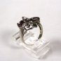 Sterling Silver Marcasites Red Green Clear Rhinestones Ring Size 7 1/2 by SU 817