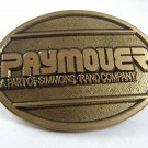 Vintage PAYMOVER A Part Of Simmons Rand Company Brass Belt Buckle By DYNA BUCKLE