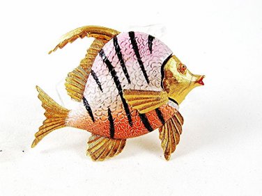 1950's -60's Gold Tone Pink Black Angel Fish Brooch By WEISS 102416