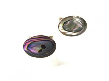 Mexican Taxco Sterling Silver Abalone Cufflinks By C.J. Shanks Alpaca 61716