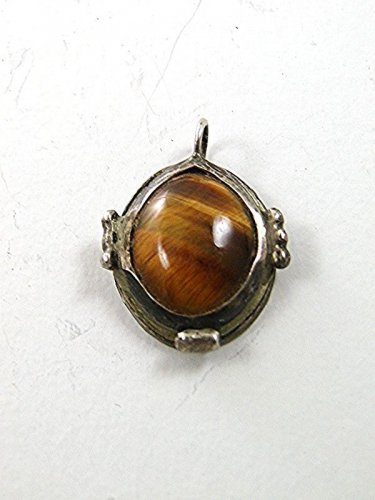 Small Vintage Southwest Style Coin Silver (900) & Tiger Eye Pendant 11817